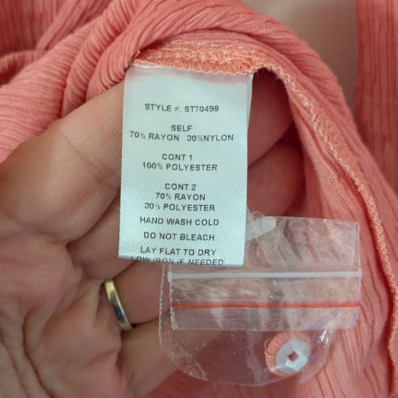 Tassels & Lace Pink Tunic Top with Netting Inset and Embroidery- L - Picture 4 of 6